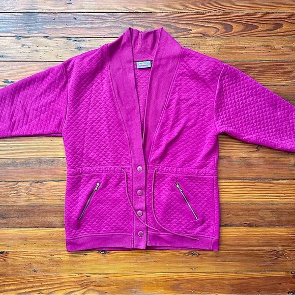 Vintage 1990s Simple Addition drawstring waist quilted sweatshirt coat XL - Picture 2 of 8